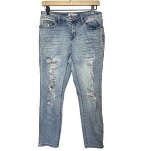 Judy Blue Women's Denim Boyfriend Jeans Light Wash Distressed‎ 9/29